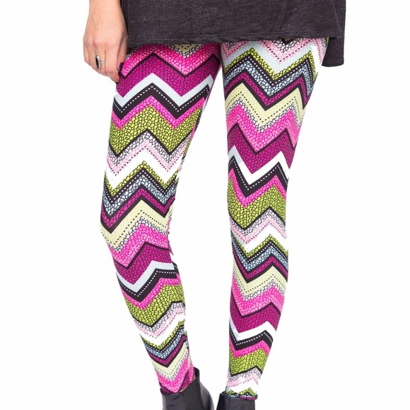 Agnes & Dora S/M Leggings Chevron Scales BRIGHT Leggings NWT w Original Dust Bag - Picture 1 of 11